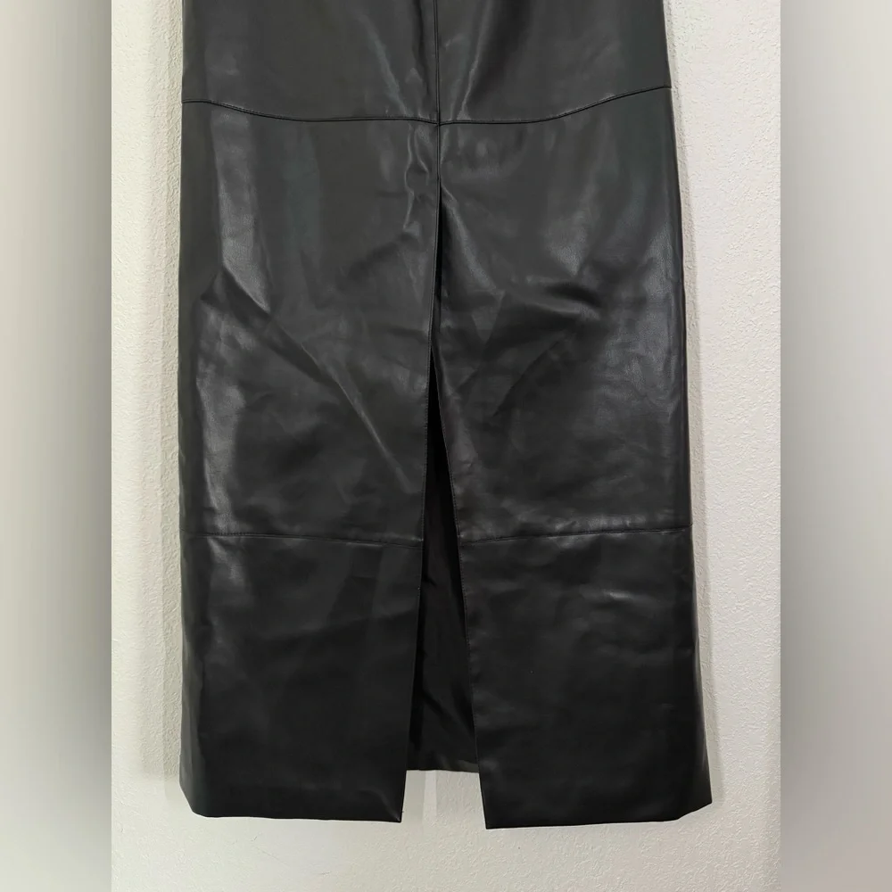 Nasty Gal Faux Leather Bonded Tailored Mid Rise Maxi Skirt in Black Size 2 NEW